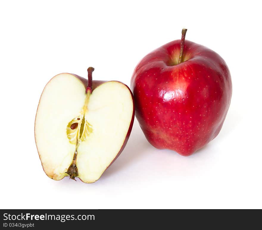 Fresh red apple isolated on white