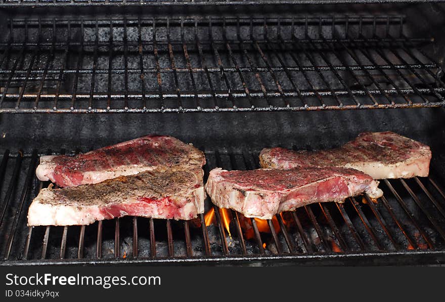 Steaks on the grill