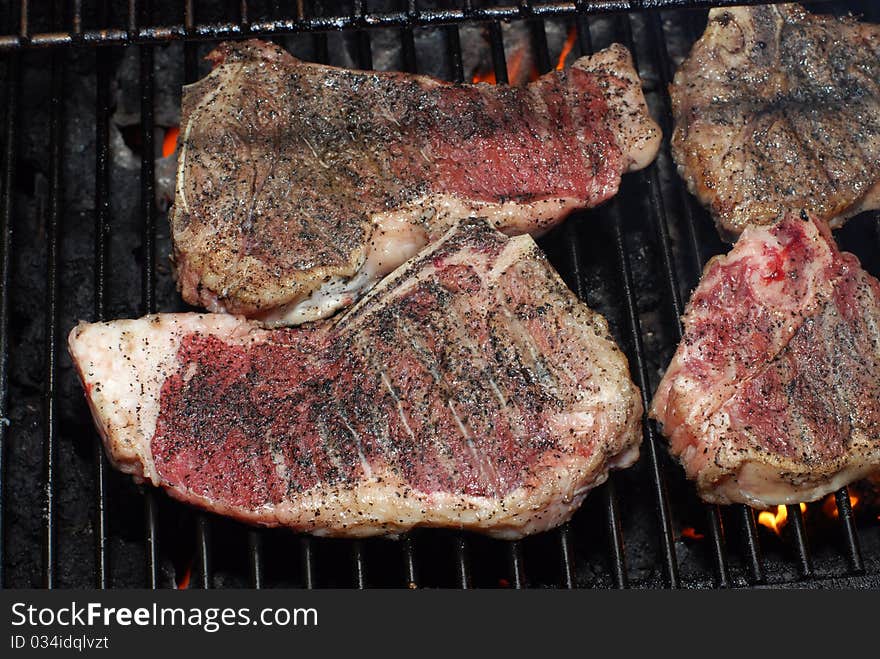 Steaks on the grill