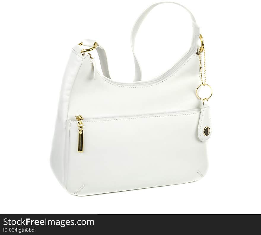 White leather bag on a white background