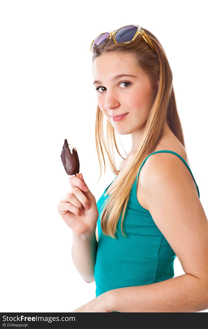 A girl with an ice cream in her hand