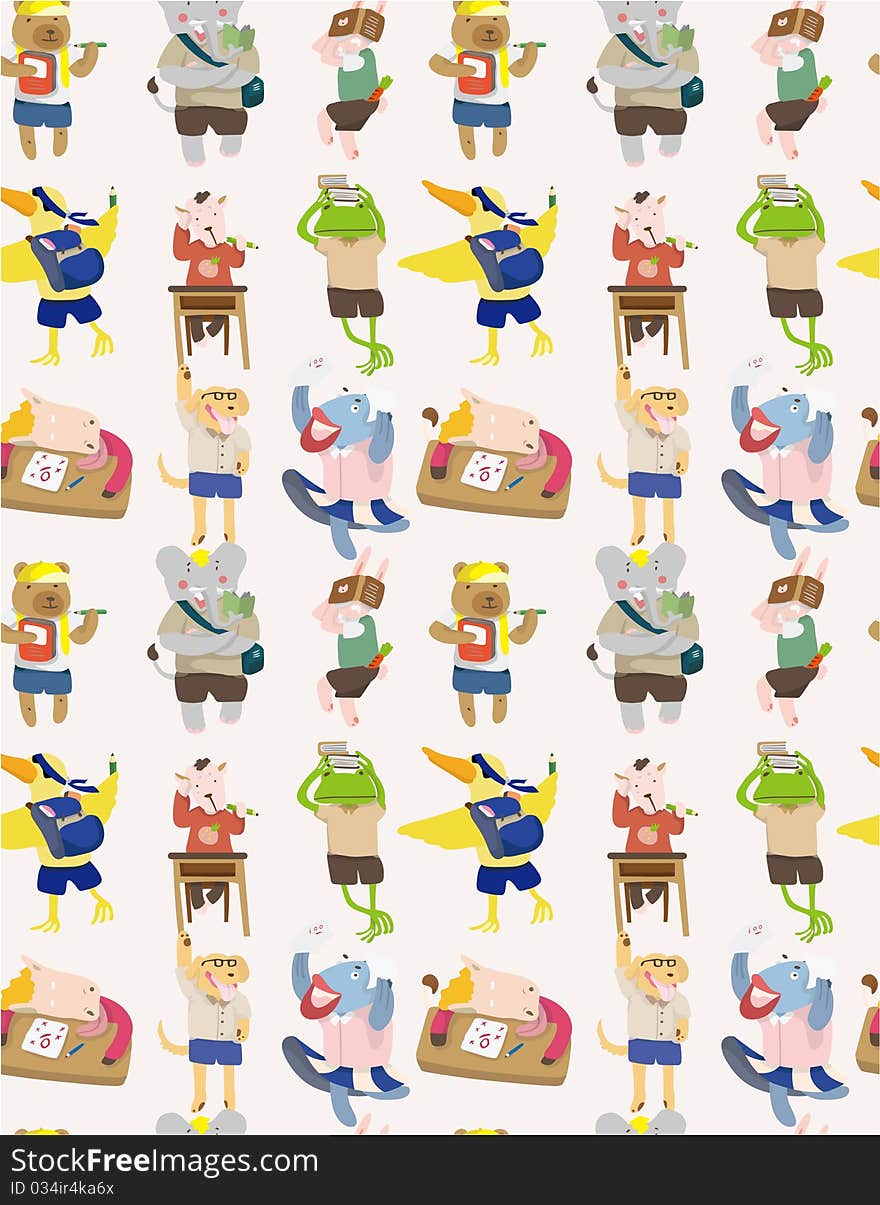 Seamless animal student pattern