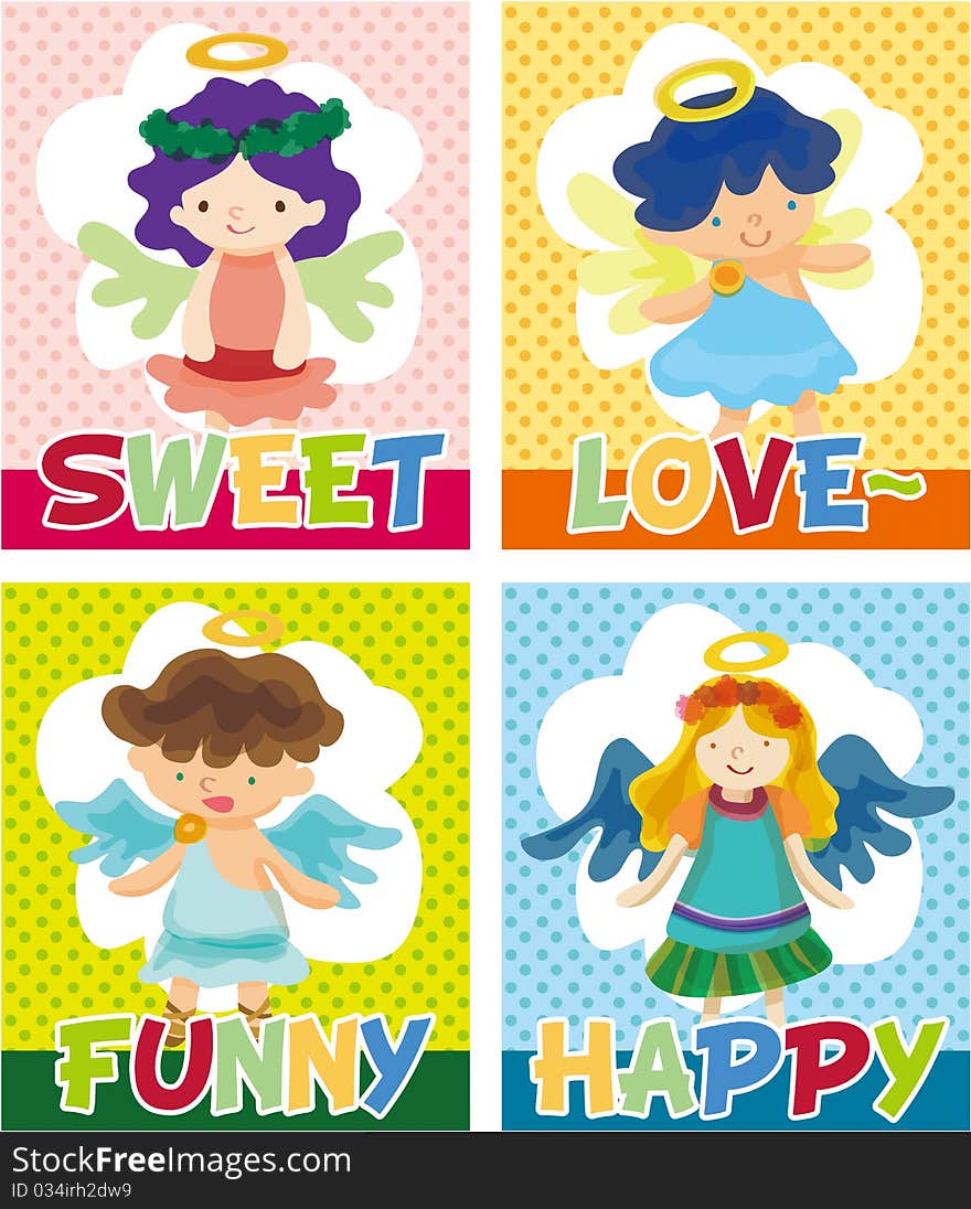 Cartoon angel card,vector drawing