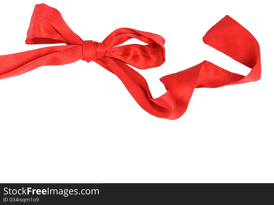 Red bow, is isolated on a white background