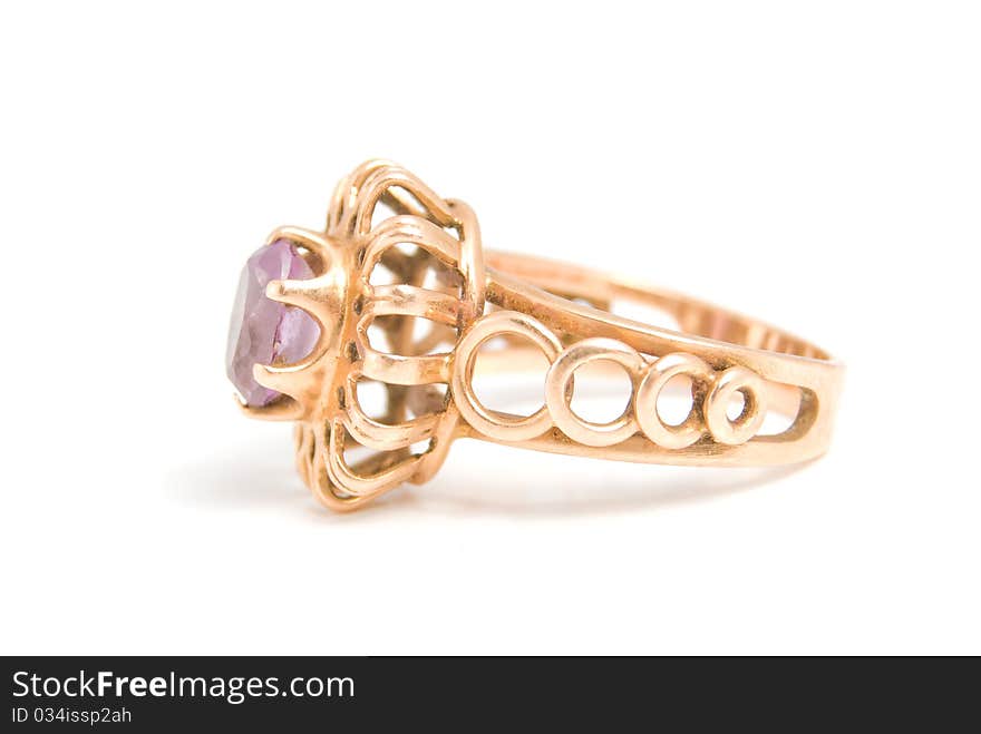 The Golden Ring With Amethyst