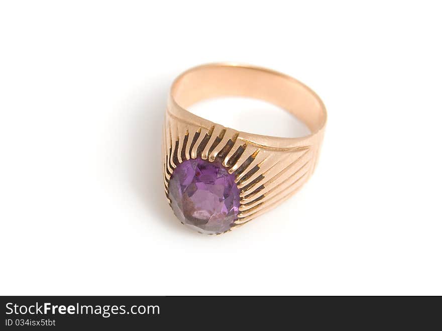 The Golden Ring With Amethyst