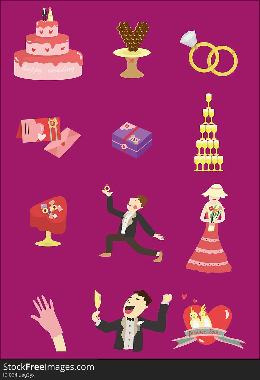 Cartoon Wedding icon,vector drawing