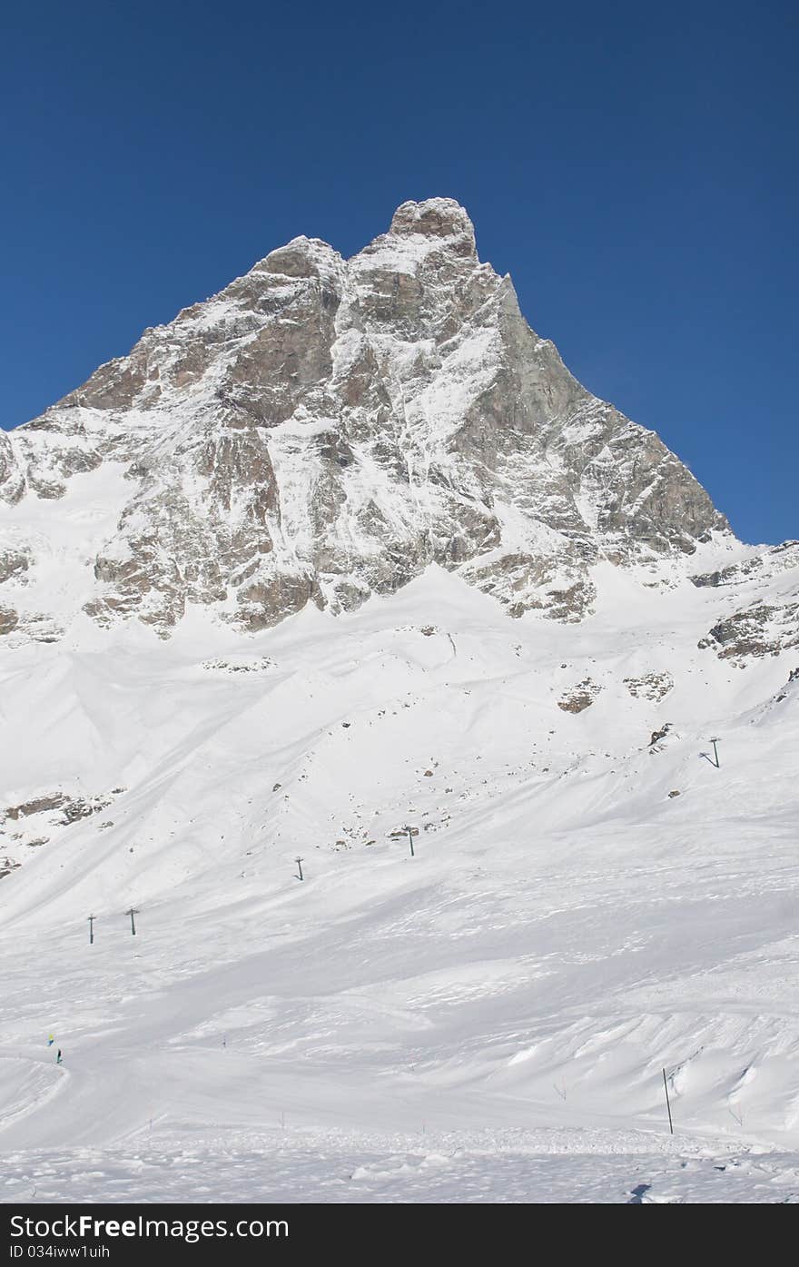 Matterhorn ski area, italian alp.