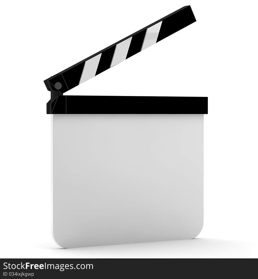 3d white clap board on white background. 3d white clap board on white background