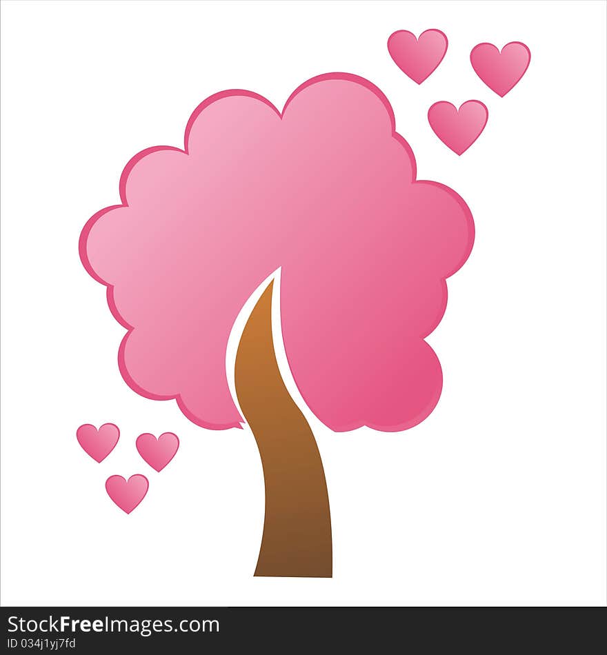 Pink st. valentine's day tree with hearts