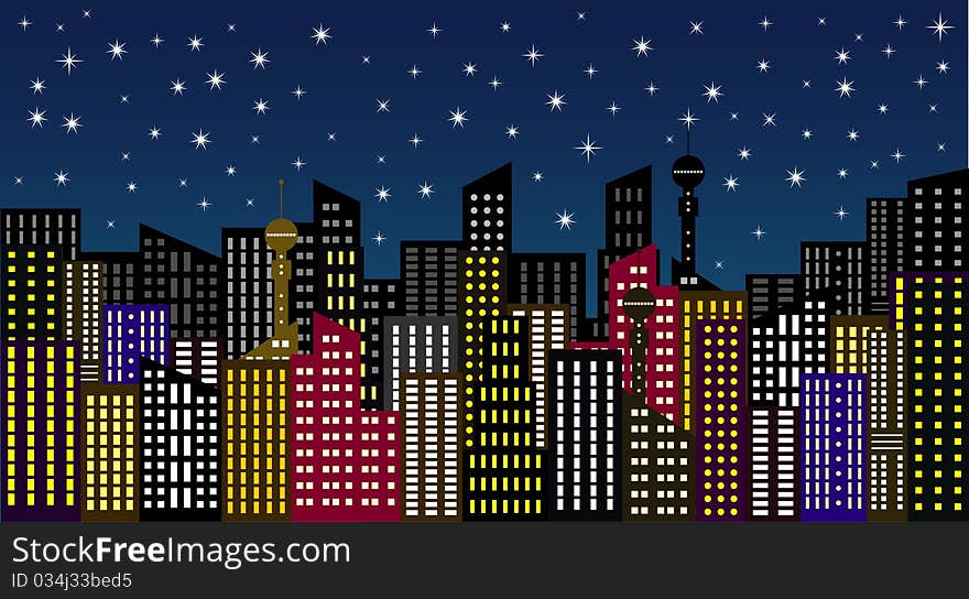 City In The Night Greeting Card