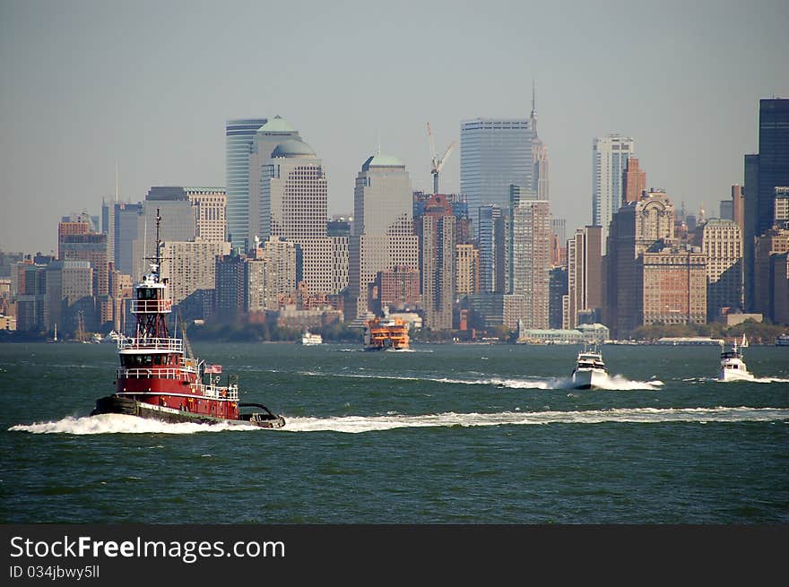 New York City with boats