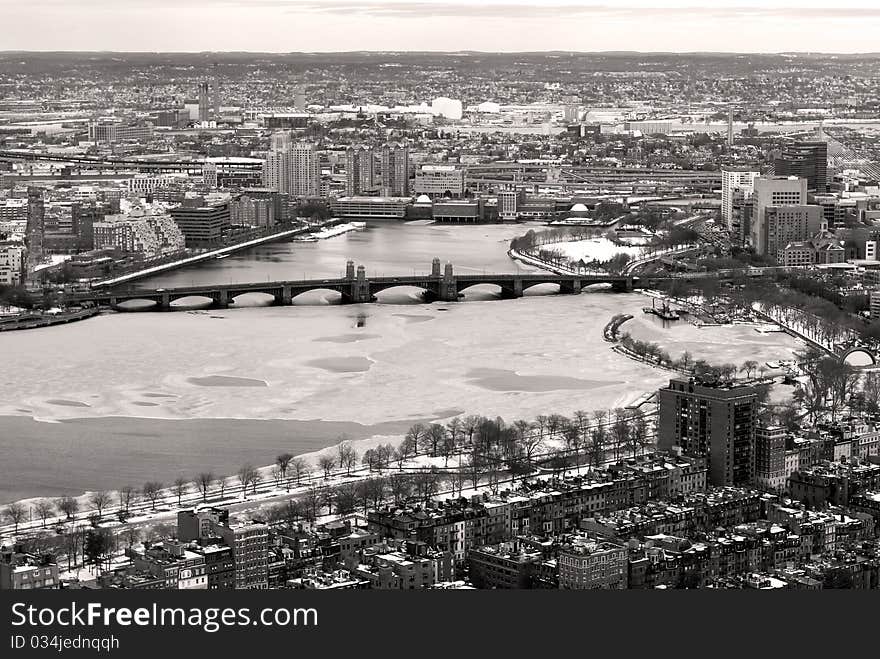 Panoramic view of Boston in Massaschusetts in the winter season, USA. Panoramic view of Boston in Massaschusetts in the winter season, USA.