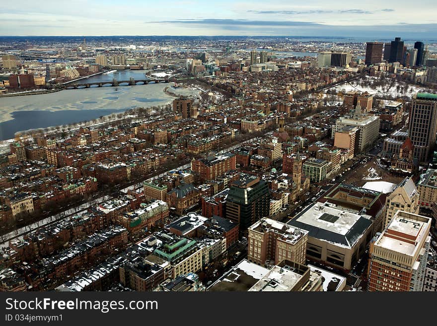 View of Boston in Massachusetts in the Winter Season.