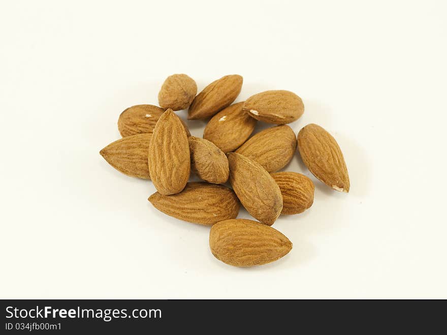 Almonds isolated on white background