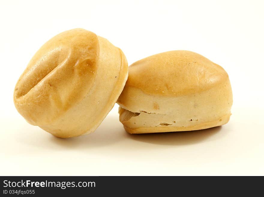 Two small loaves of white background isolated. Two small loaves of white background isolated