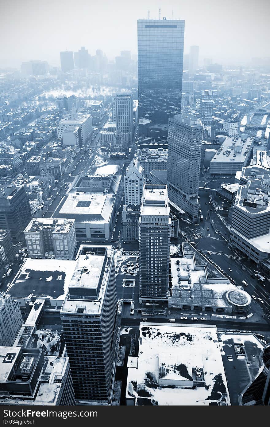 View of Boston in Massachusetts in the winter season.