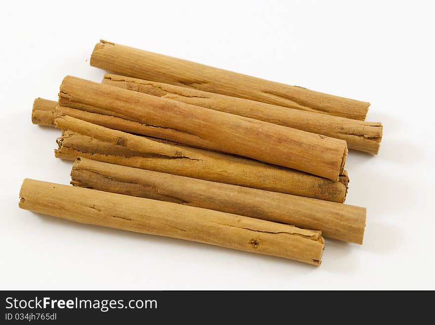 Cinnamon sticks isolated on white background