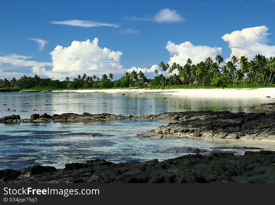 The alabaster beach in south pacific island