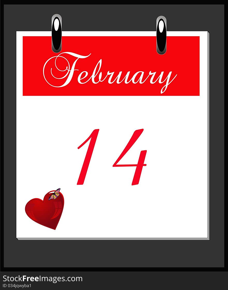 Desk top calendar reminding you of Valentines day