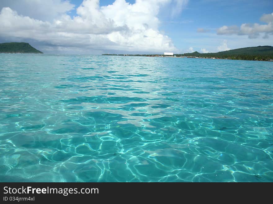 Turquoise blue waters in south pacific