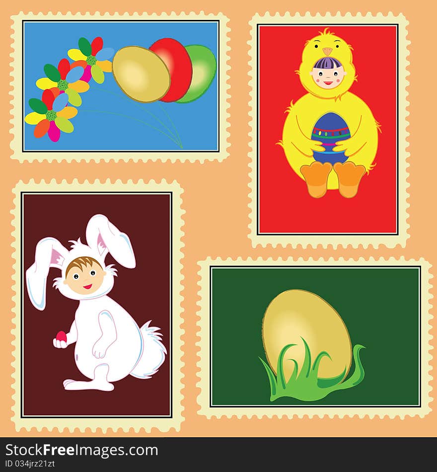 This image represent four different Easter stamps