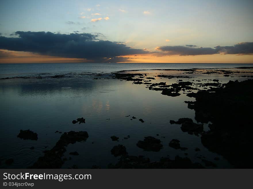 The beach turns calm after sunset. The beach turns calm after sunset