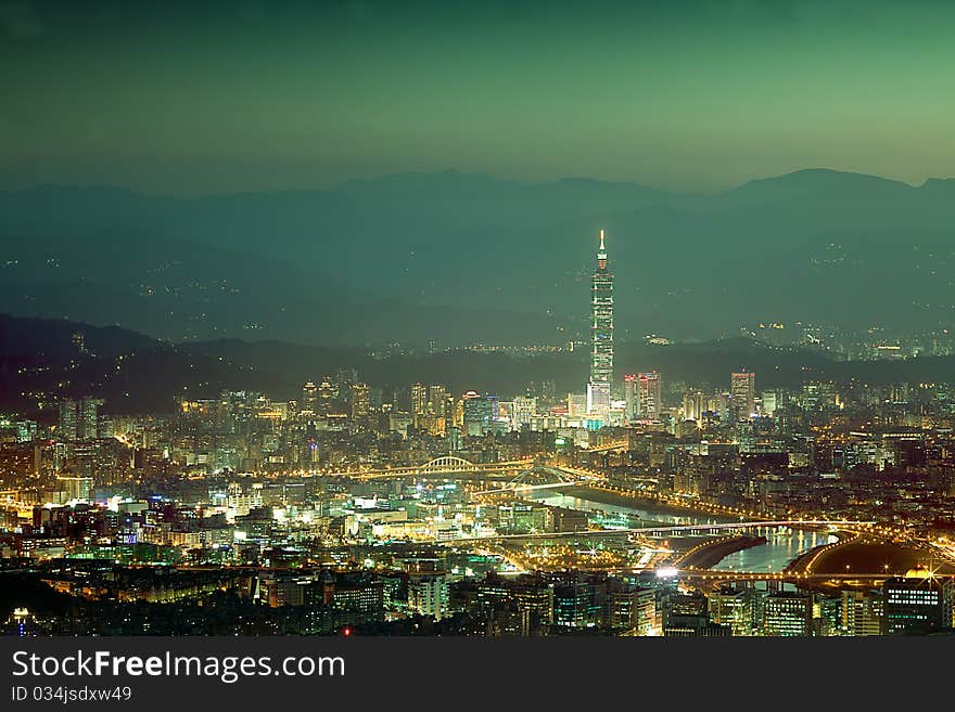 Night scenes of the Taipei city, Taiwan for background or others purpose use