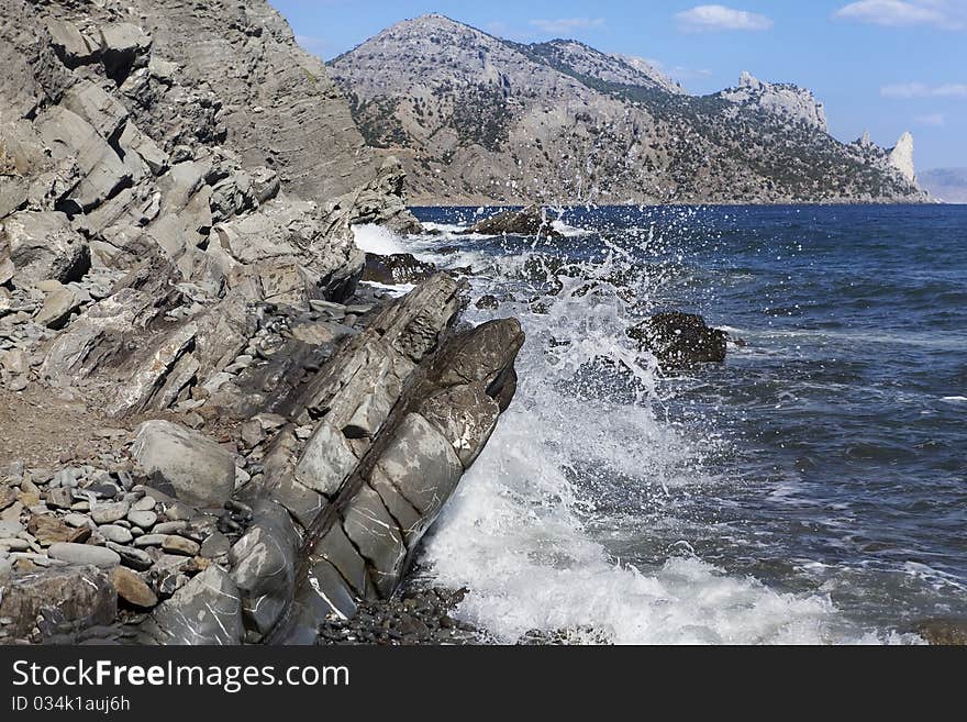 Splash of wave of rock. Splash of wave of rock