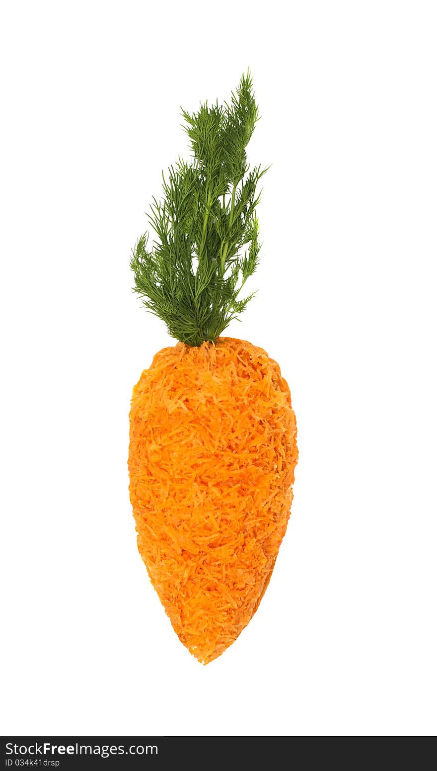 Isolated bright carrot from salad with fennel