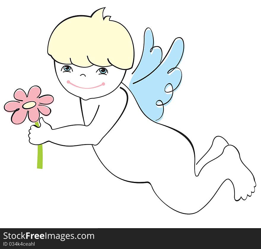 Cute Angel With Flower