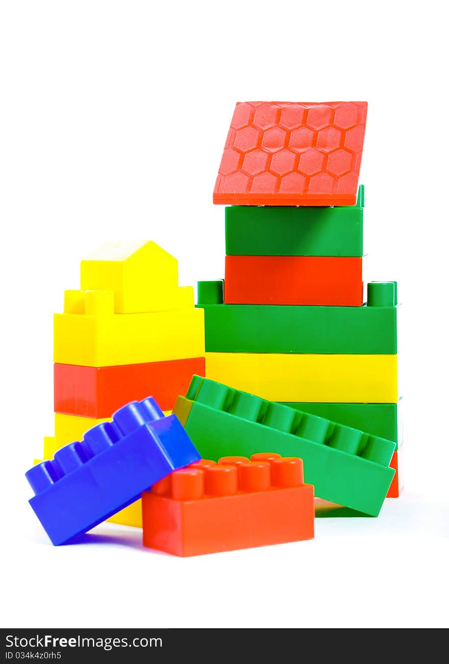 Colorful plastic toys and bricks