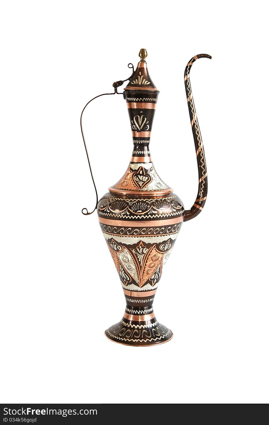 Copper jug with traditional Arabian ornament