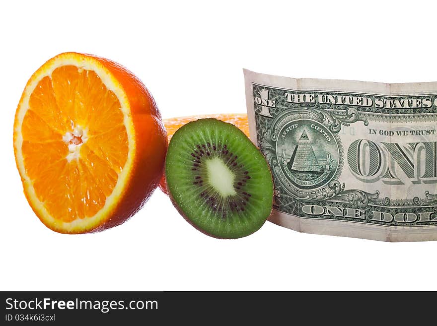 Fruits and one dollar