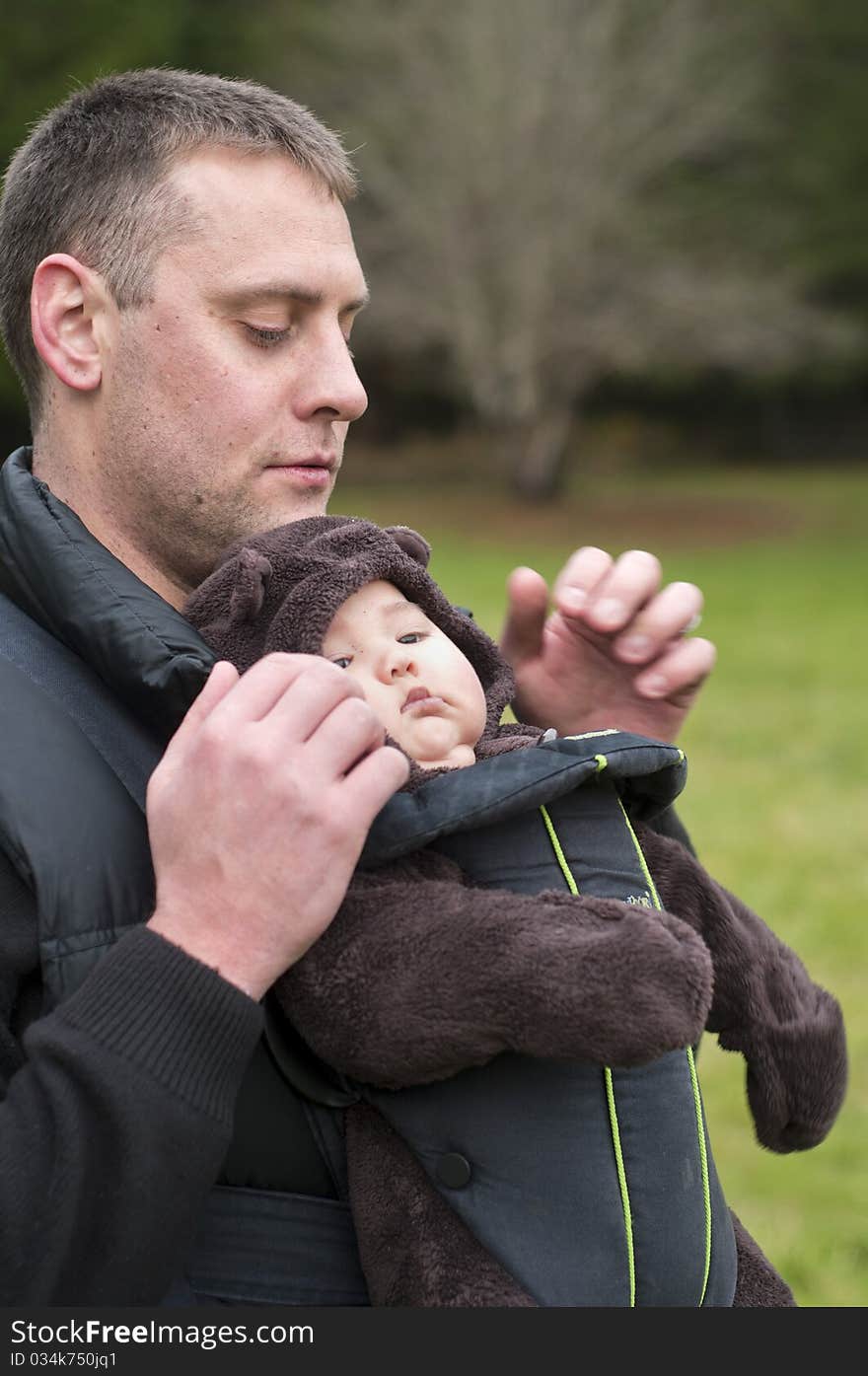 Father With Front Baby Carrier