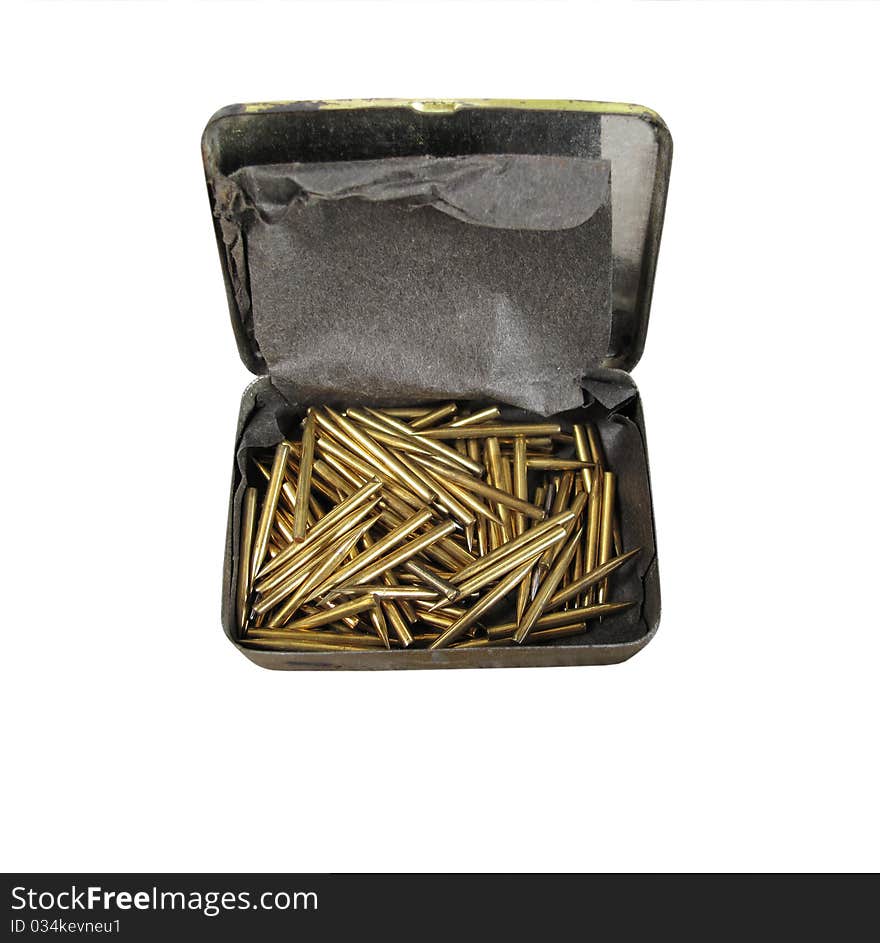 Box of old gramophone or record player needles in tin. Box of old gramophone or record player needles in tin