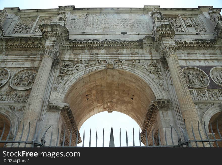 A triumphal arch built to honor Constantine's victory over Maxentius in Rome, Italy. A triumphal arch built to honor Constantine's victory over Maxentius in Rome, Italy