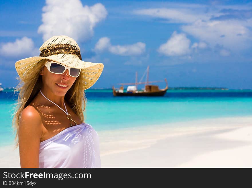 Lady On A Tropical Beach