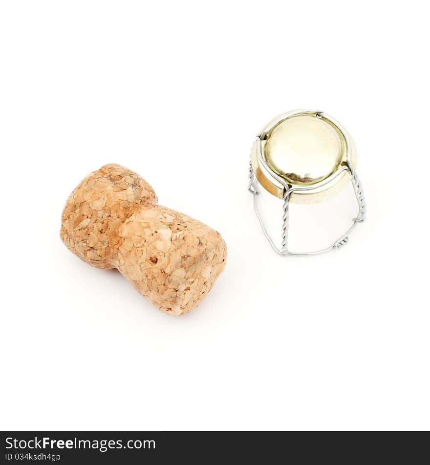 Champagne cork isolated on a white background