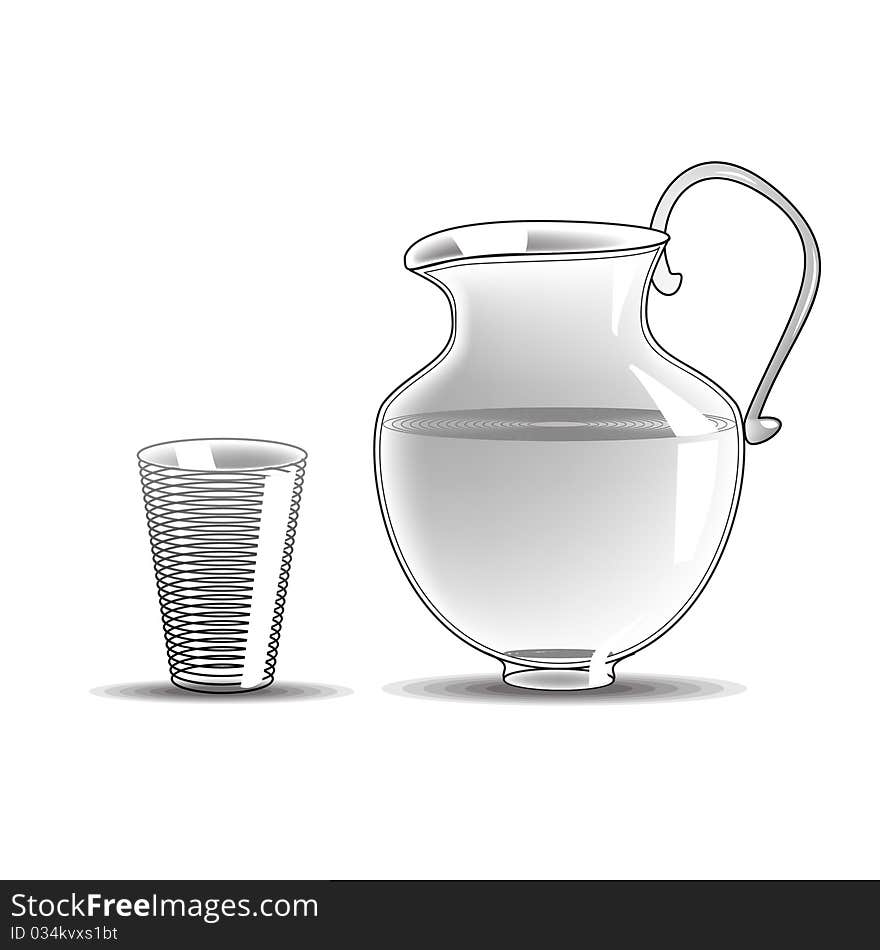 Glass Pitcher - Retro Clipart Illustration isolated