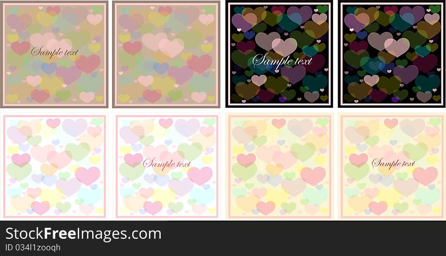 Beautiful greeting card.The beautiful image of heart of different color.Variants of color scores.Illustration. Beautiful greeting card.The beautiful image of heart of different color.Variants of color scores.Illustration.