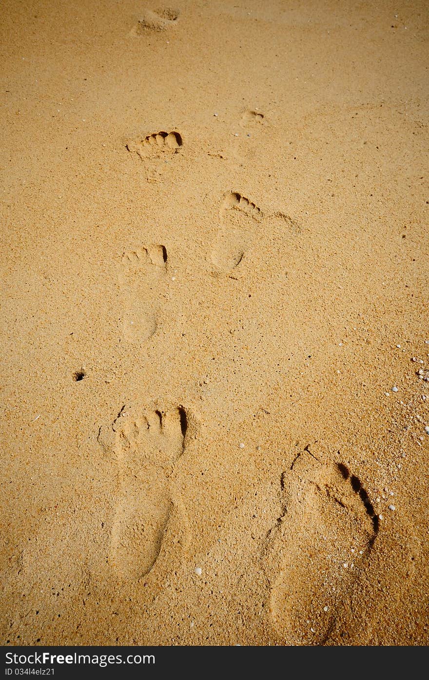 Footprints in the sand, used to background