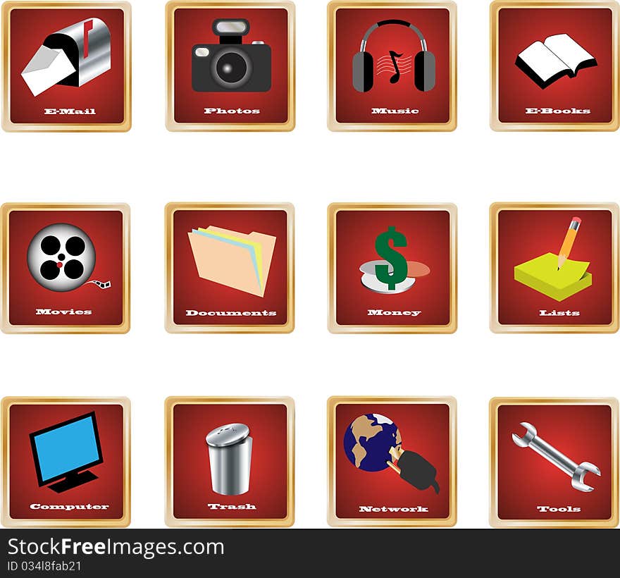 Set of 12 pc desktop icons. Set of 12 pc desktop icons