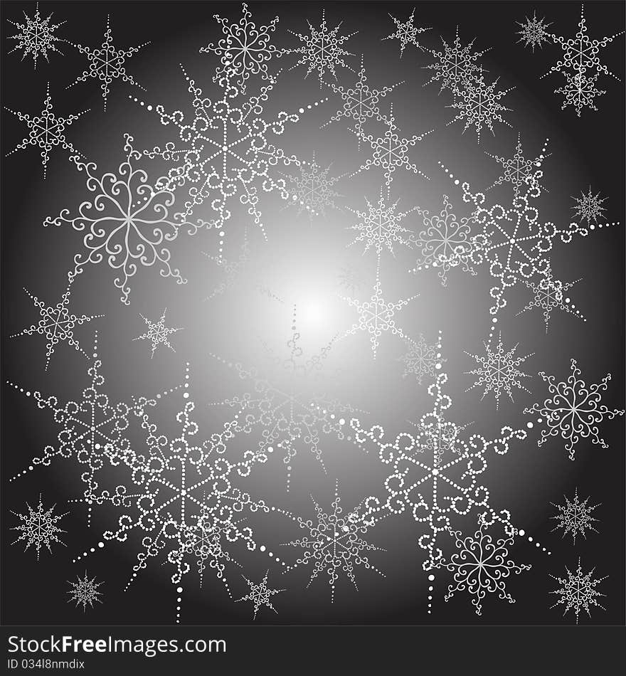 Seamless background with the image of beautiful snowflakes.Illustration.