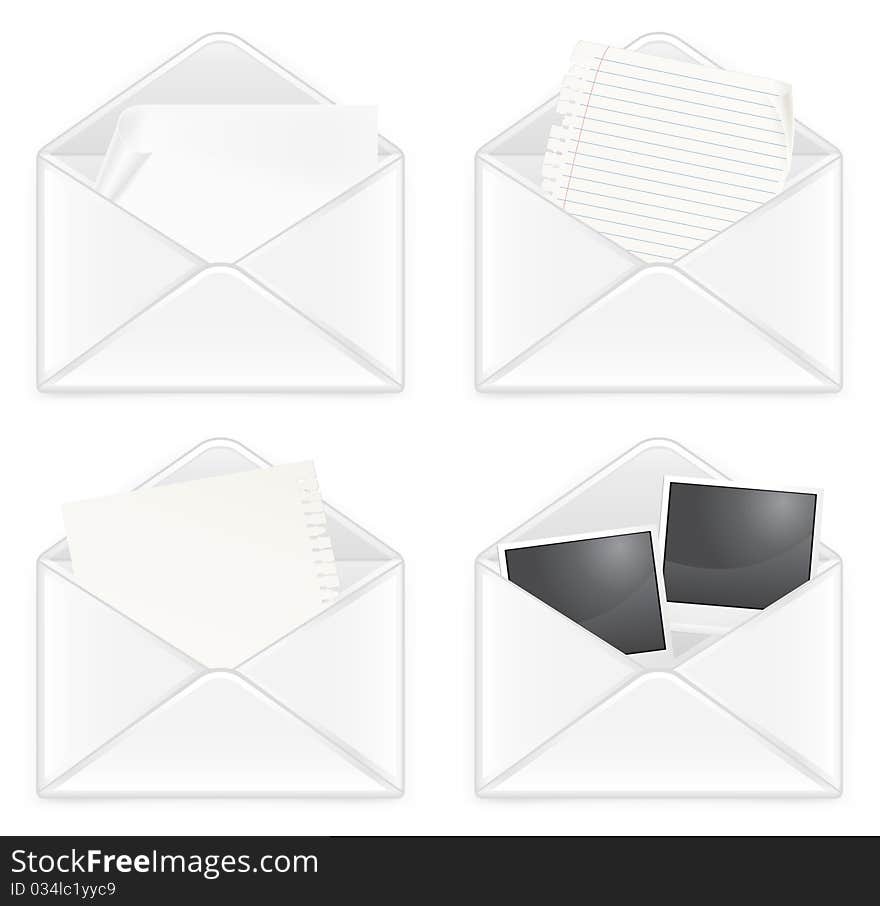 Open envelopes with letter, concept of post and email, illustration