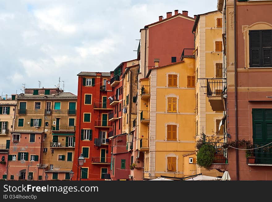 Picturesque old village in Italy in winter