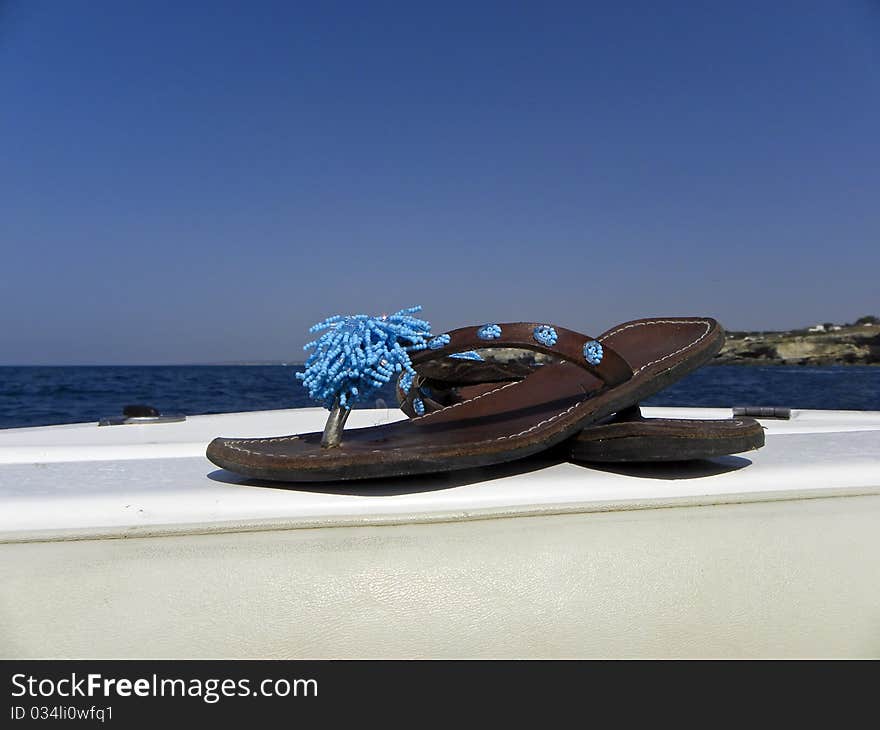 Thong Sandals With Turquoise Beads