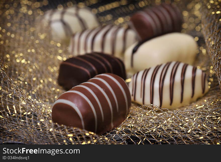 Mixed Chocolates on a background