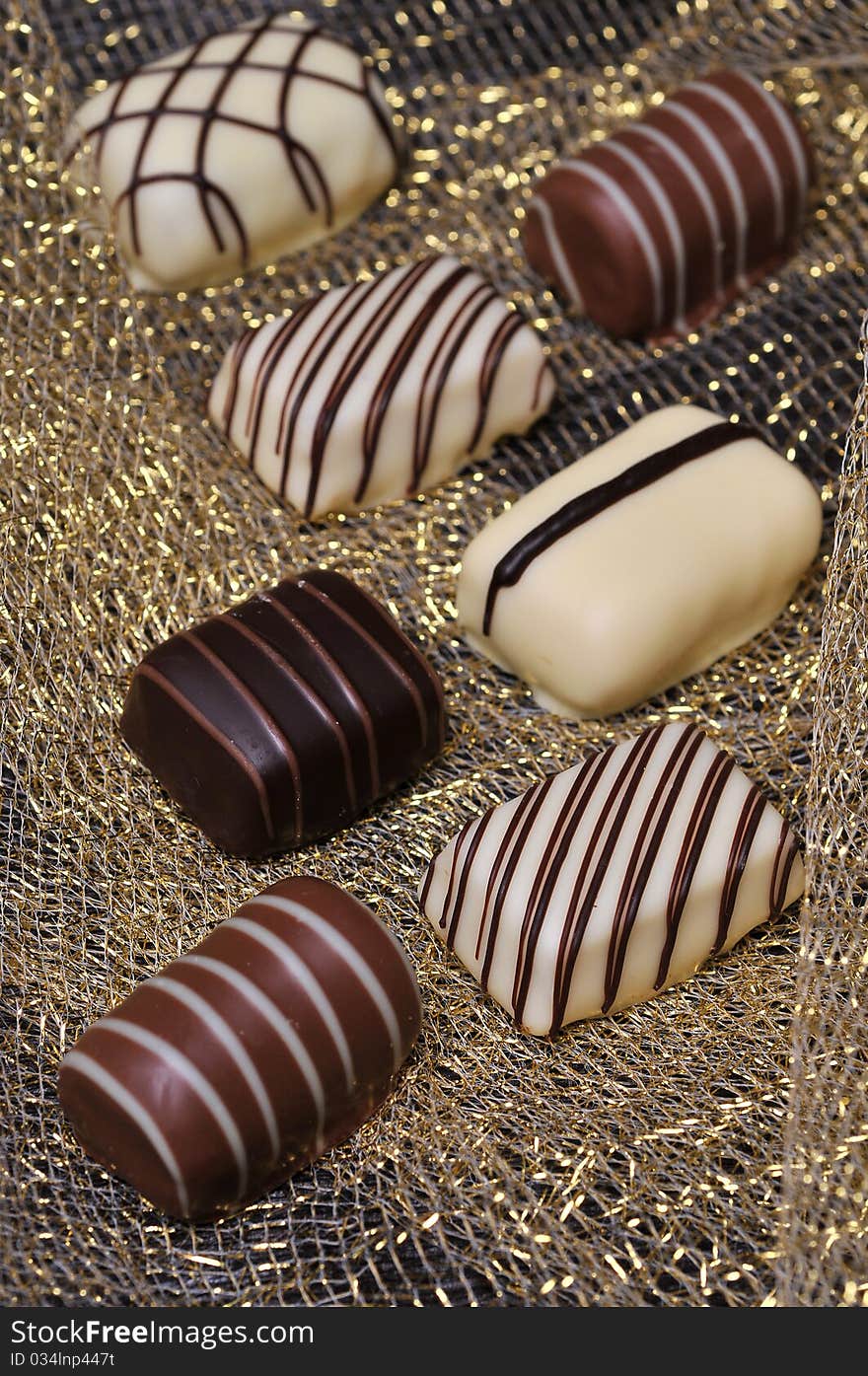 Mixed Chocolates on a background