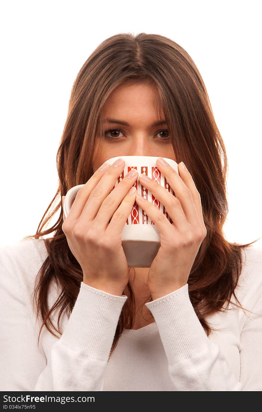 Young woman holding mug of tea